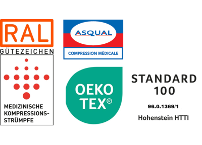 RAL- GZ 387 (D), ASQUAL (F) & OEKOTEX Standard 100